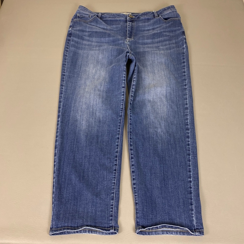 LOGO by Lori Goldstein Jeans Womens Size 18W Boyfriend Medium Wash Blue Straight